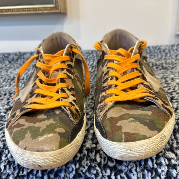 Golden Goose Superstar - camo design with leopard print detailing & orange laces - Picture 3 of 12